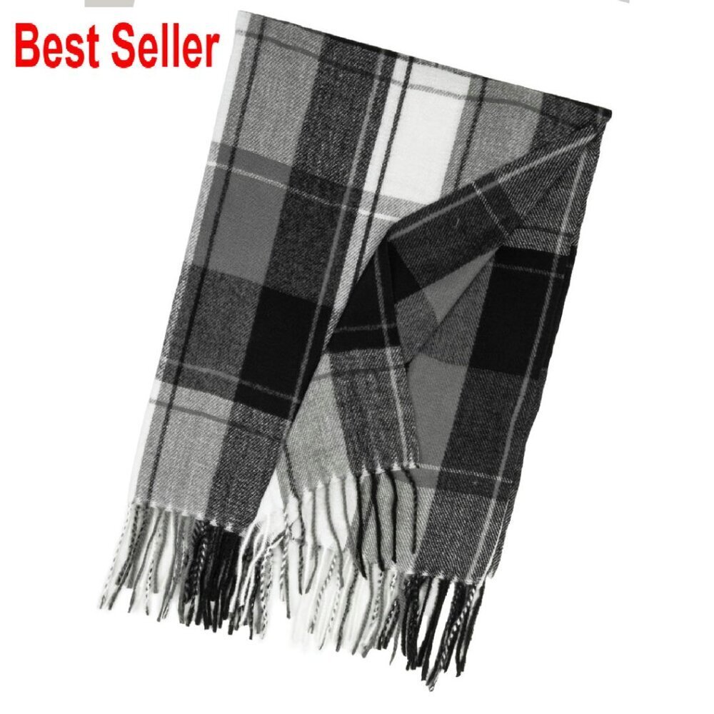Winter Cashmere Feel Scarf Classic Plaid Oversized Shawl Unisex Chic
